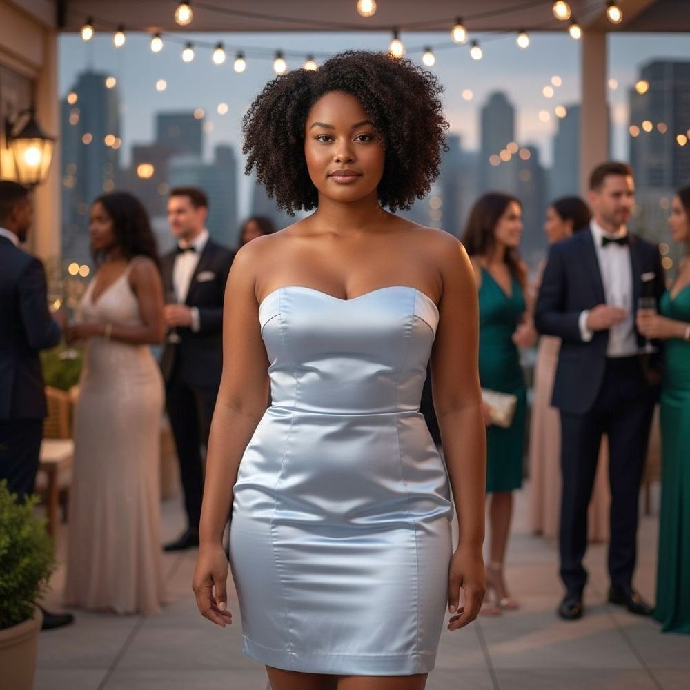 Forever 21 Strapless Satin Blue Dress